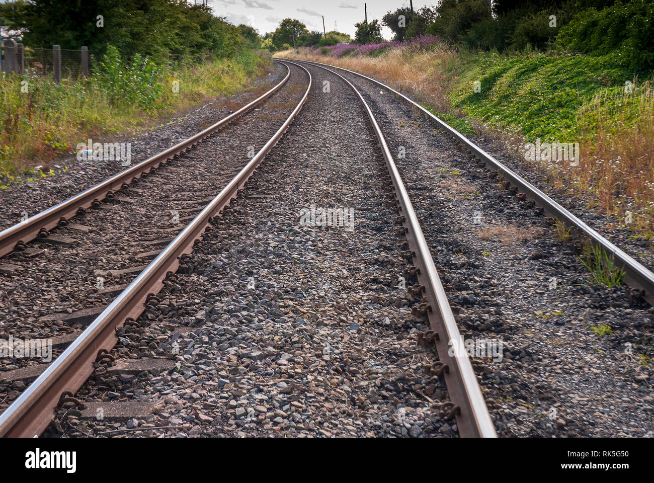 Curved railway lines Stock Photo