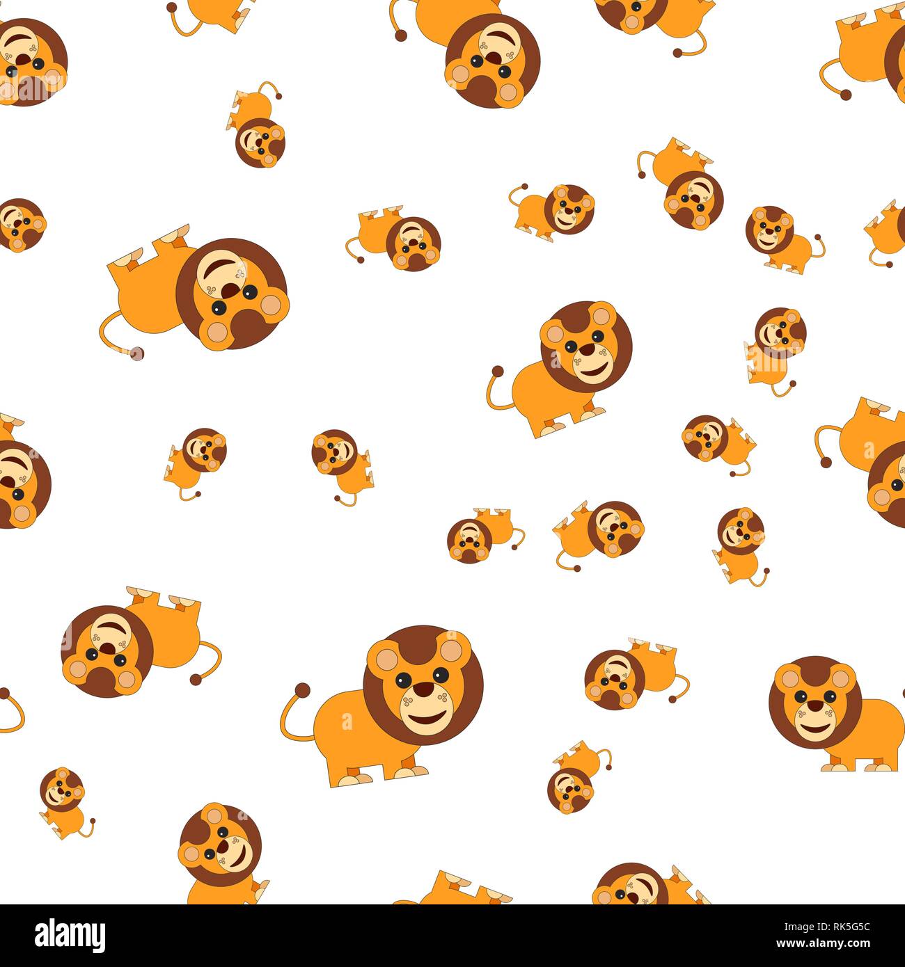 Seamless pattern from lion. Vector illustration in cartoon style. Stock Vector
