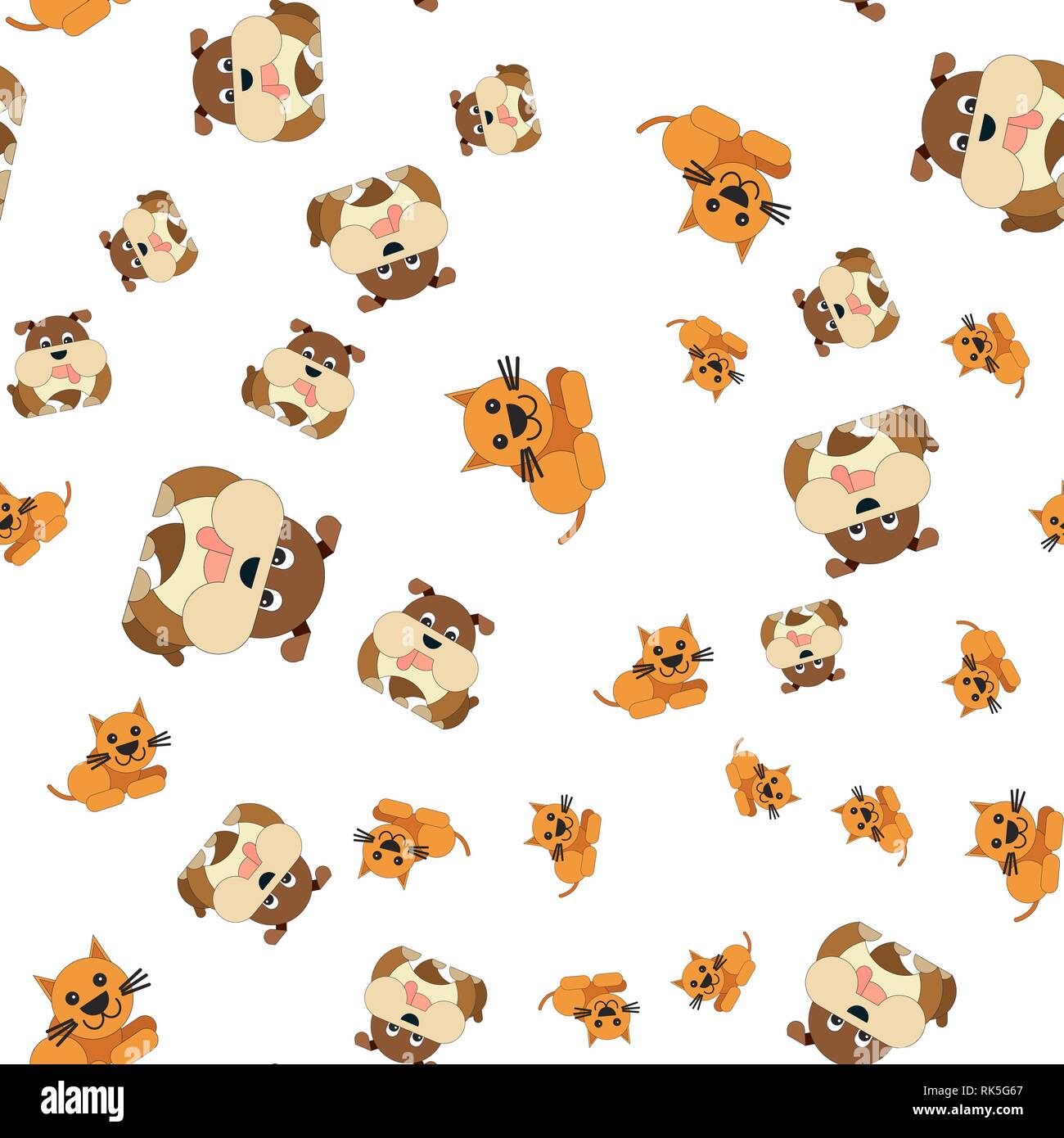 Seamless pattern of cat and dog. Vector illustration in cartoon style ...