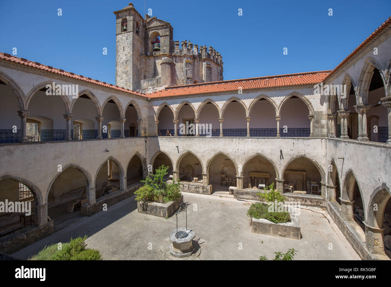 View on the Convent of Christ (16th century) and Templar Fortress (12th century) in Tomar, Portugal Stock Photo