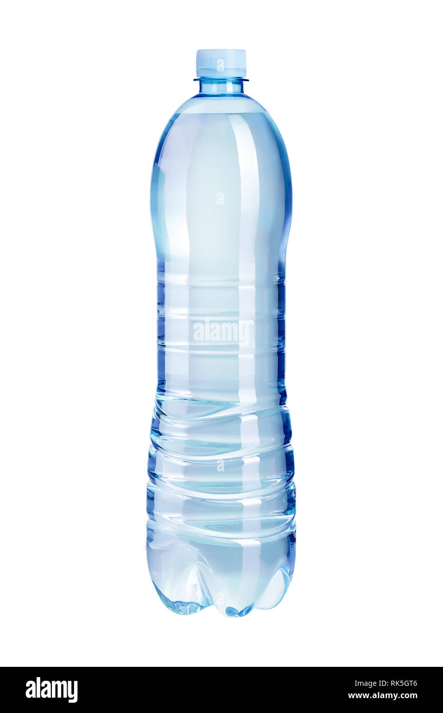Plastic  bottle  filled with pure drinking water isolated on the white background (1,5 liters) Stock Photo
