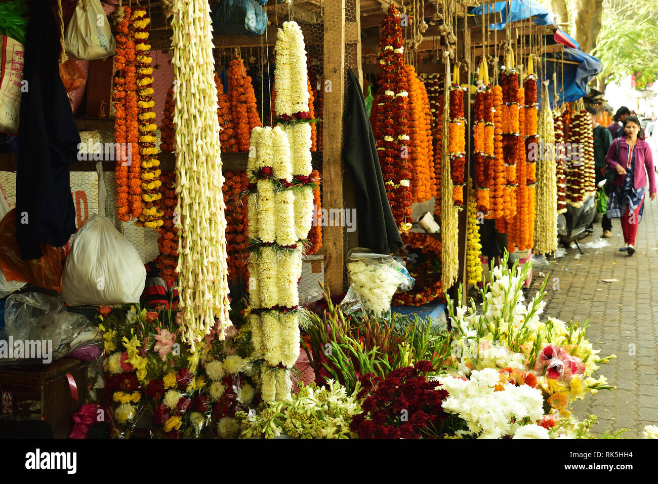 Guwahati,Assam,India February 02 2019 Fresh Flower Market Stock