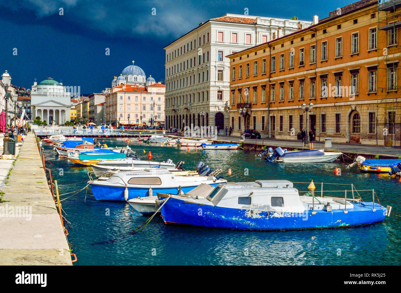 Trieste - Canal Grande of Borgo Teresiano - Friuli Venezia Giulia region - Italy Stock Photo