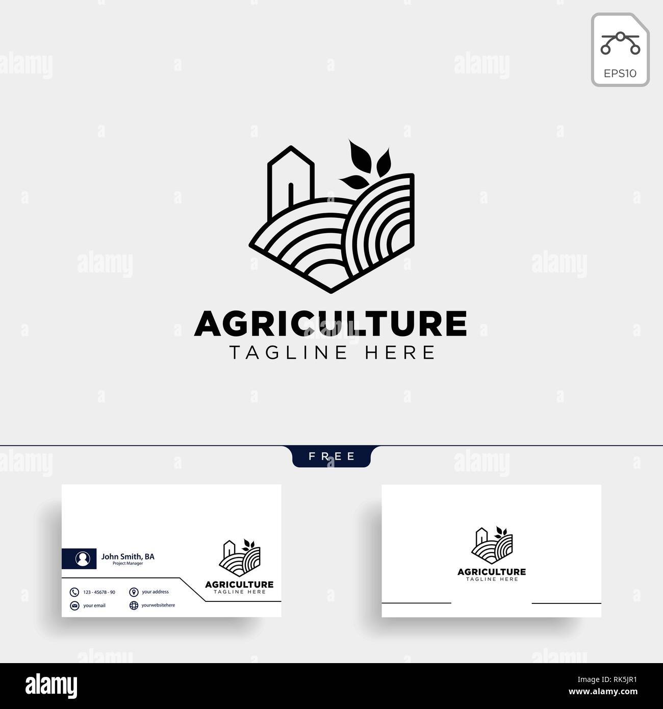 agriculture eco nature green line art logo template icon element ...