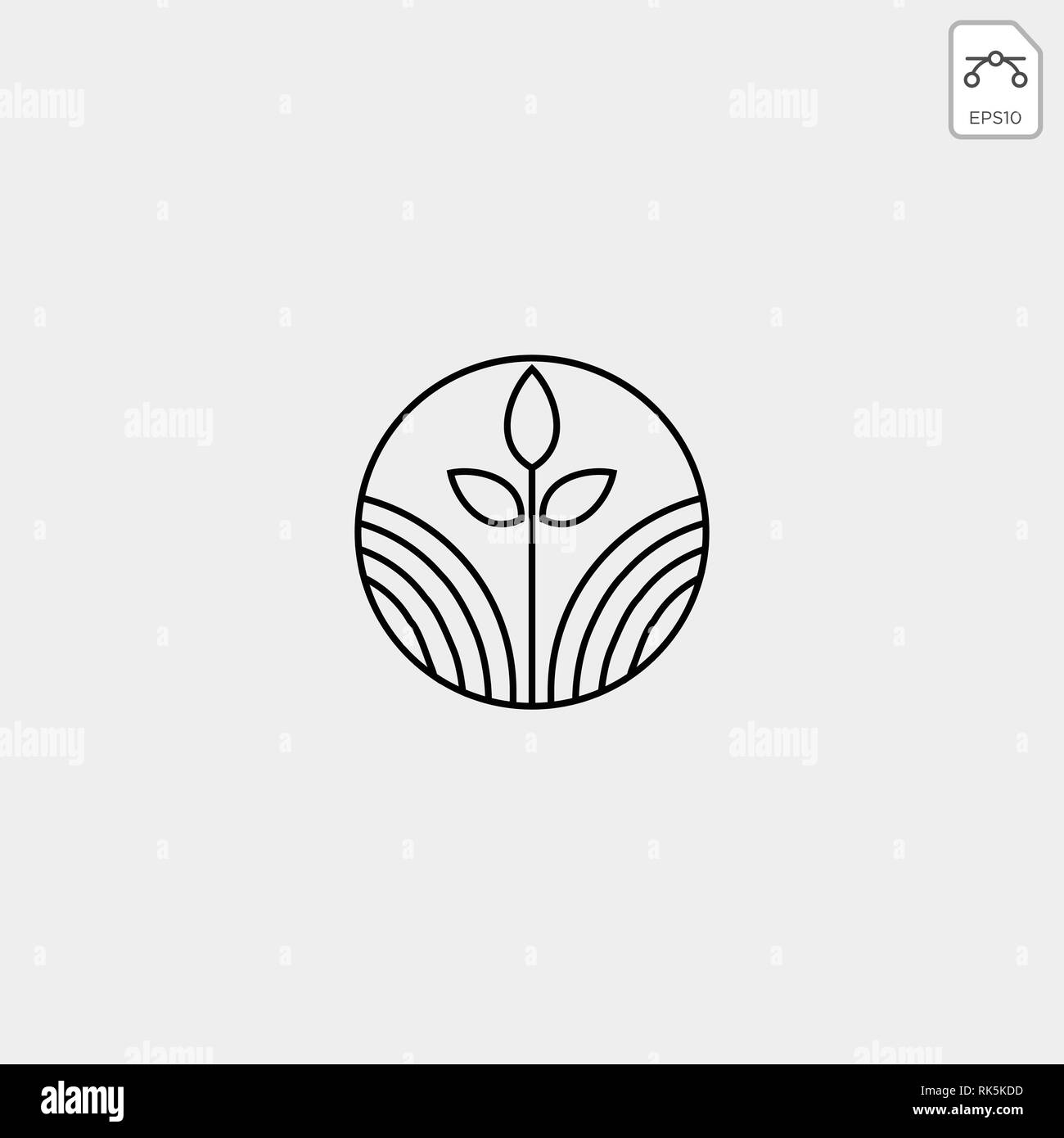 agriculture eco nature green line art logo template icon element isolated Stock Vector