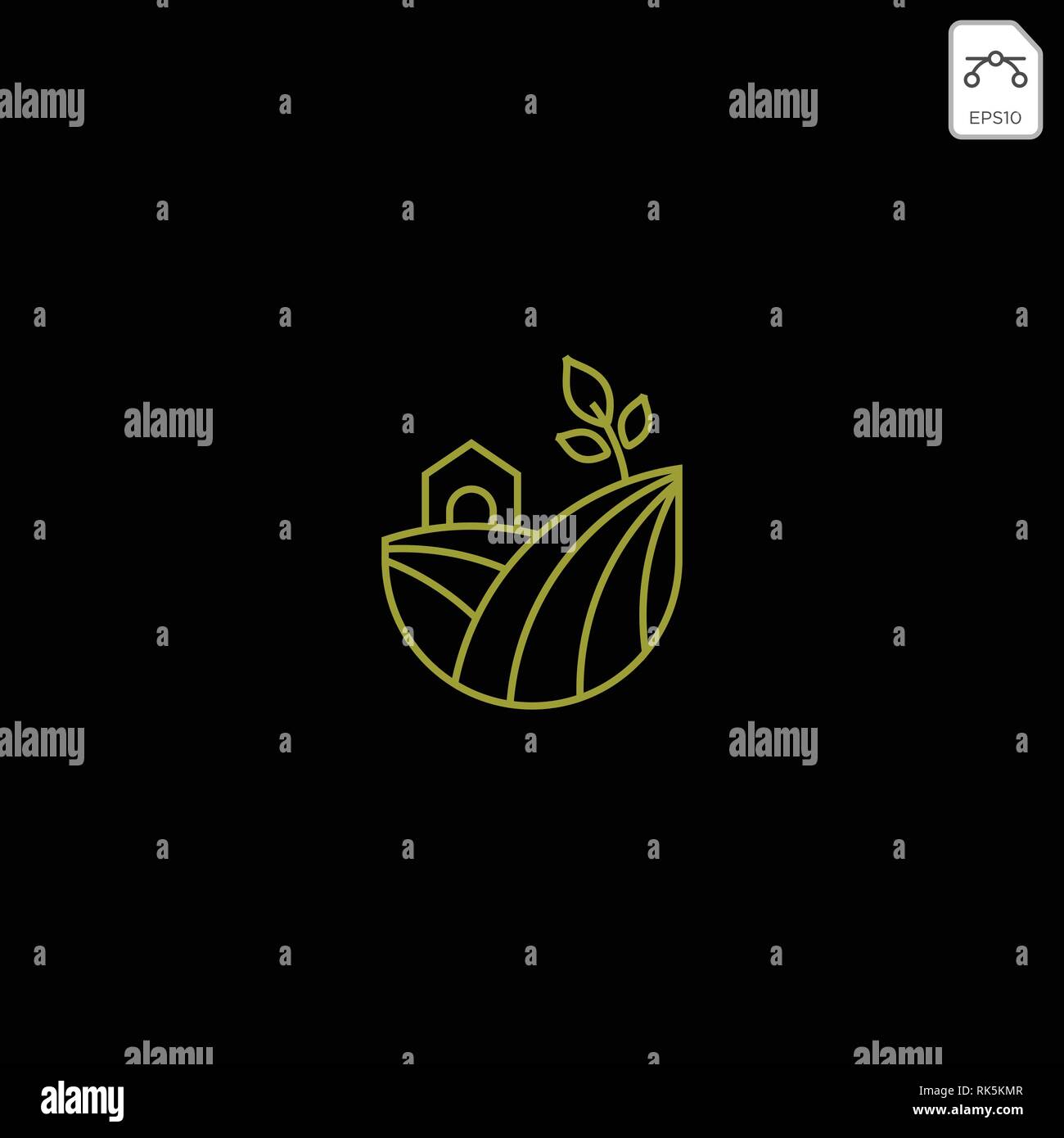 agriculture eco nature green line art logo template icon element ...