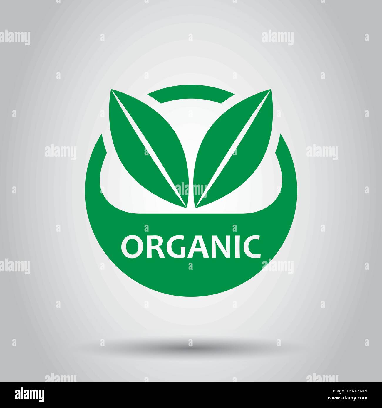 Organic label badge vector icon in flat style. Eco bio product stamp ...