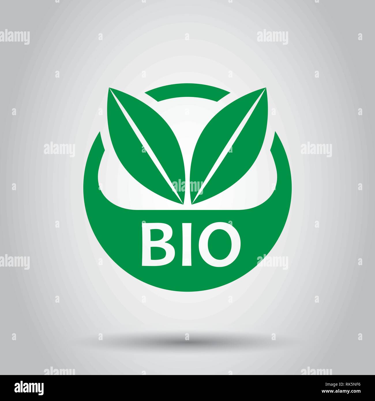 Bio label badge vector icon in flat style. Eco organic product stamp ...