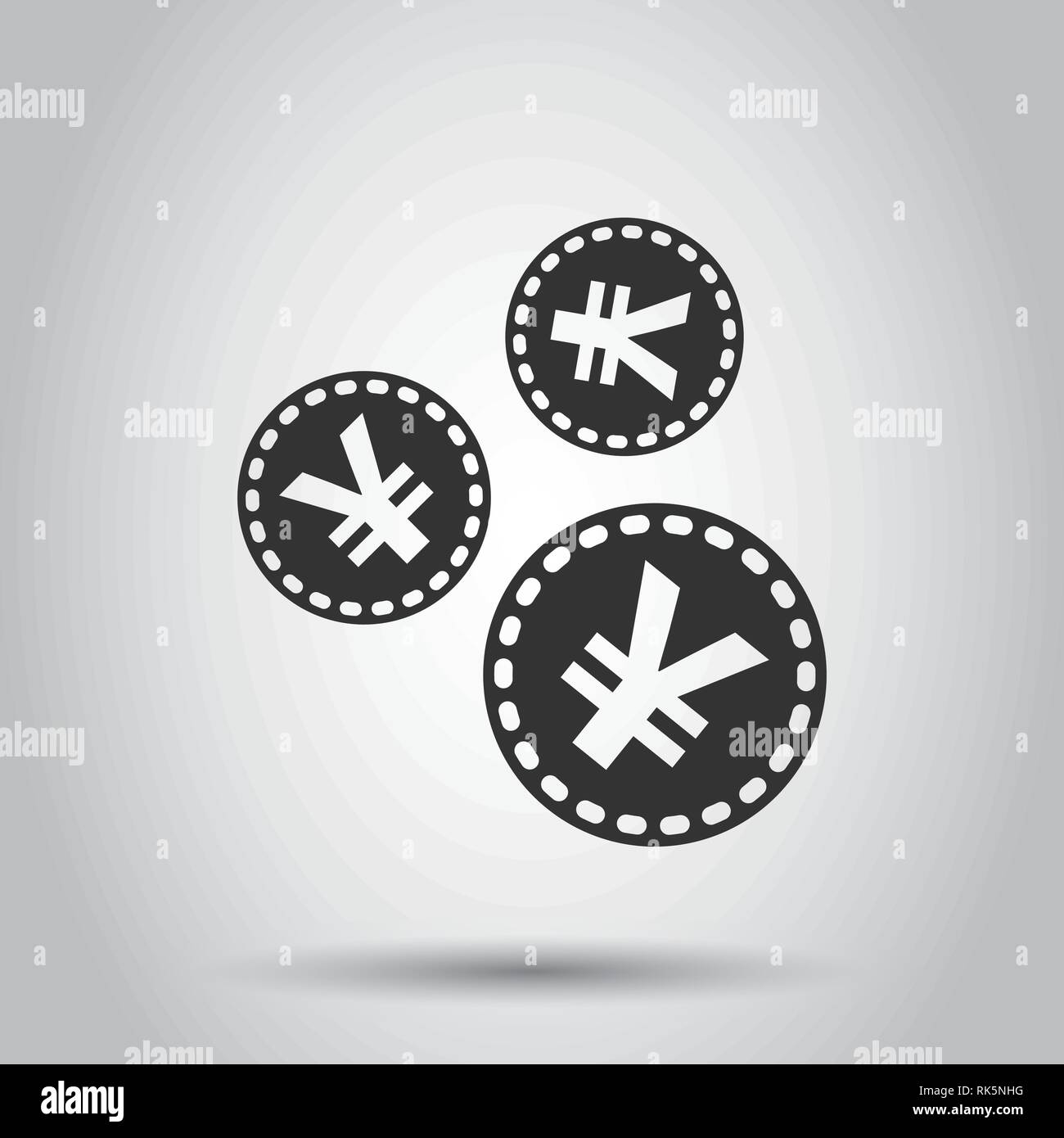Yen, yuan money currency vector icon in flat style. Yen coin symbol illustration on white background. Asia money business concept. Stock Vector