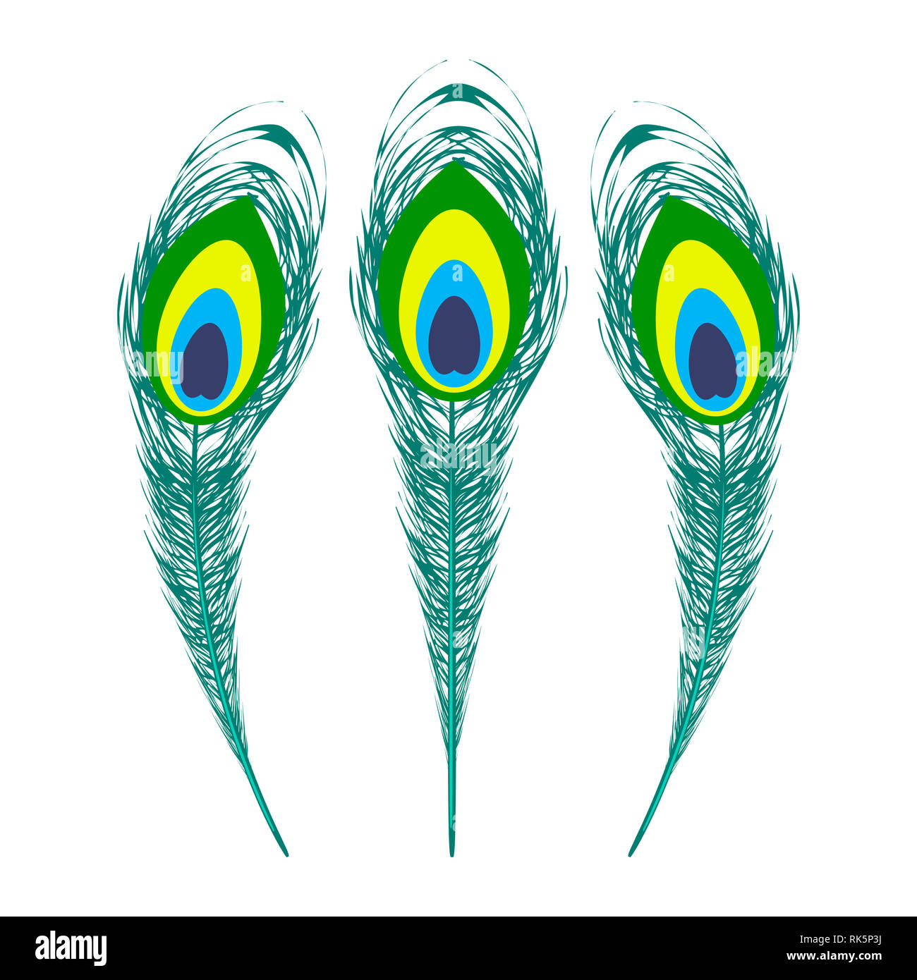 Set of Colorful Peacock Feathers Stock Photo Alamy