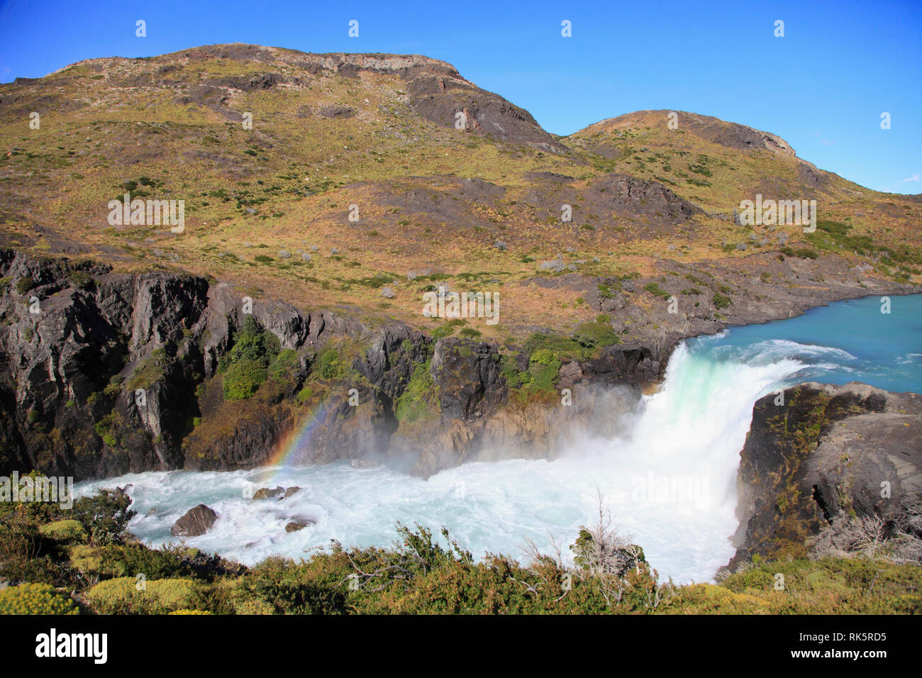 Chile, Magallanes, Torres del Paine, national park, Salto Grande, waterfall, Stock Photo