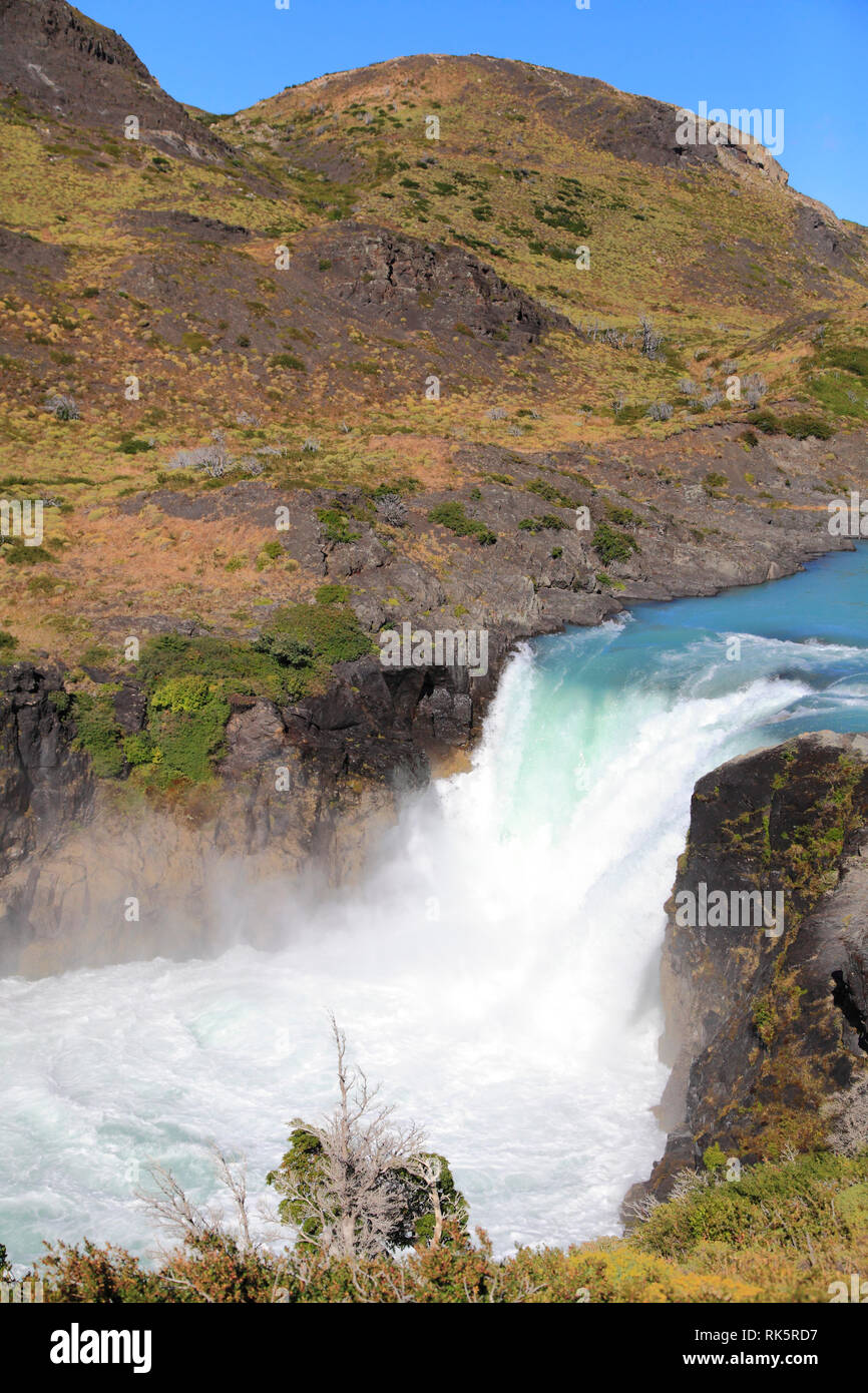 Chile, Magallanes, Torres del Paine, national park, Salto Grande, waterfall, Stock Photo