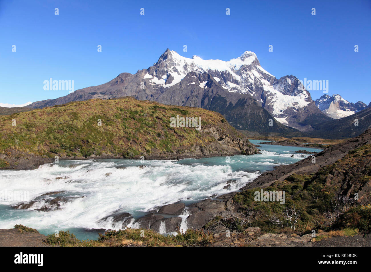 Chile, Magallanes, Torres del Paine, national park, Salto Grande, Paine Grande, Stock Photo