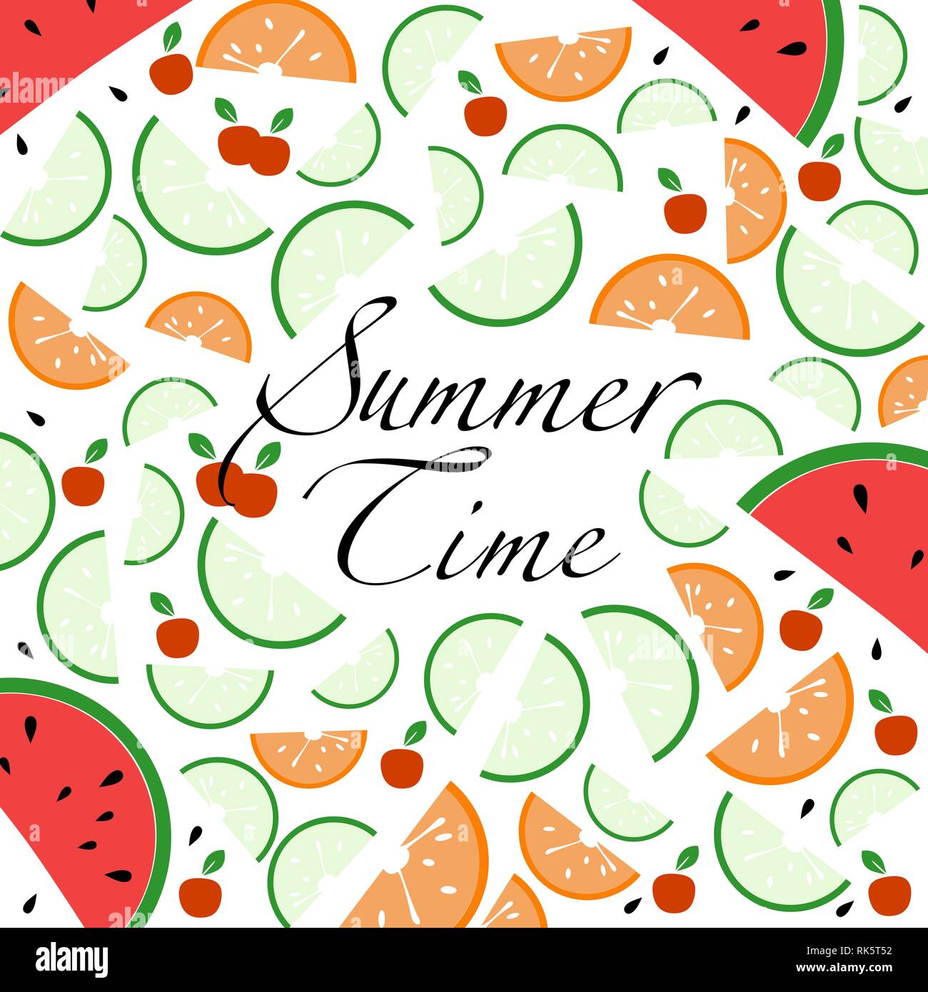 Vector Background And Text About Summer Time Fruit Slices