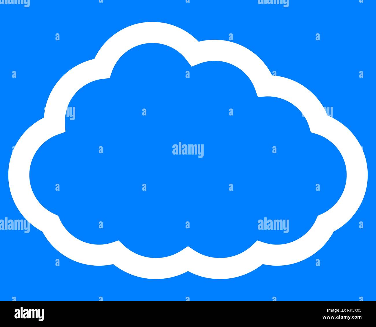 Cloud symbol icon - white simple outline, isolated - vector illustration Stock Vector