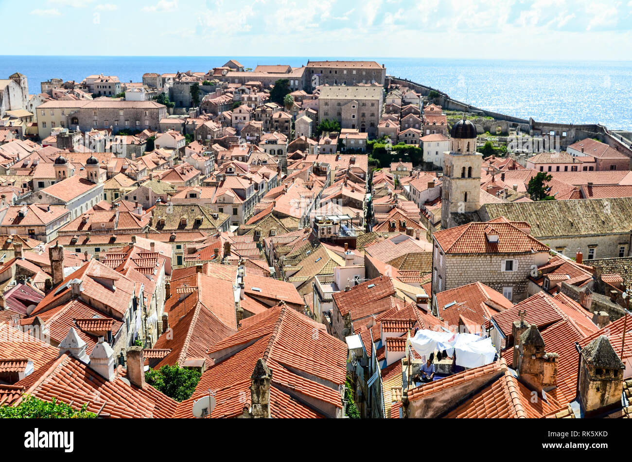 Roofs of the old city of Dubrovnik, Croatia, a UNESCO heritage site Stock Photo