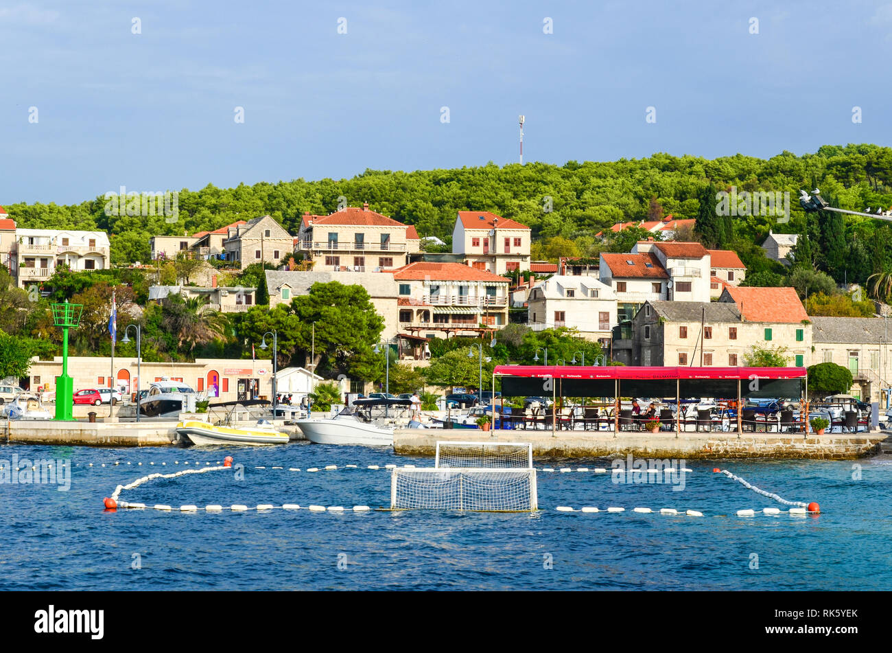 Water polo field in Sumartin, Croatia Stock Photo