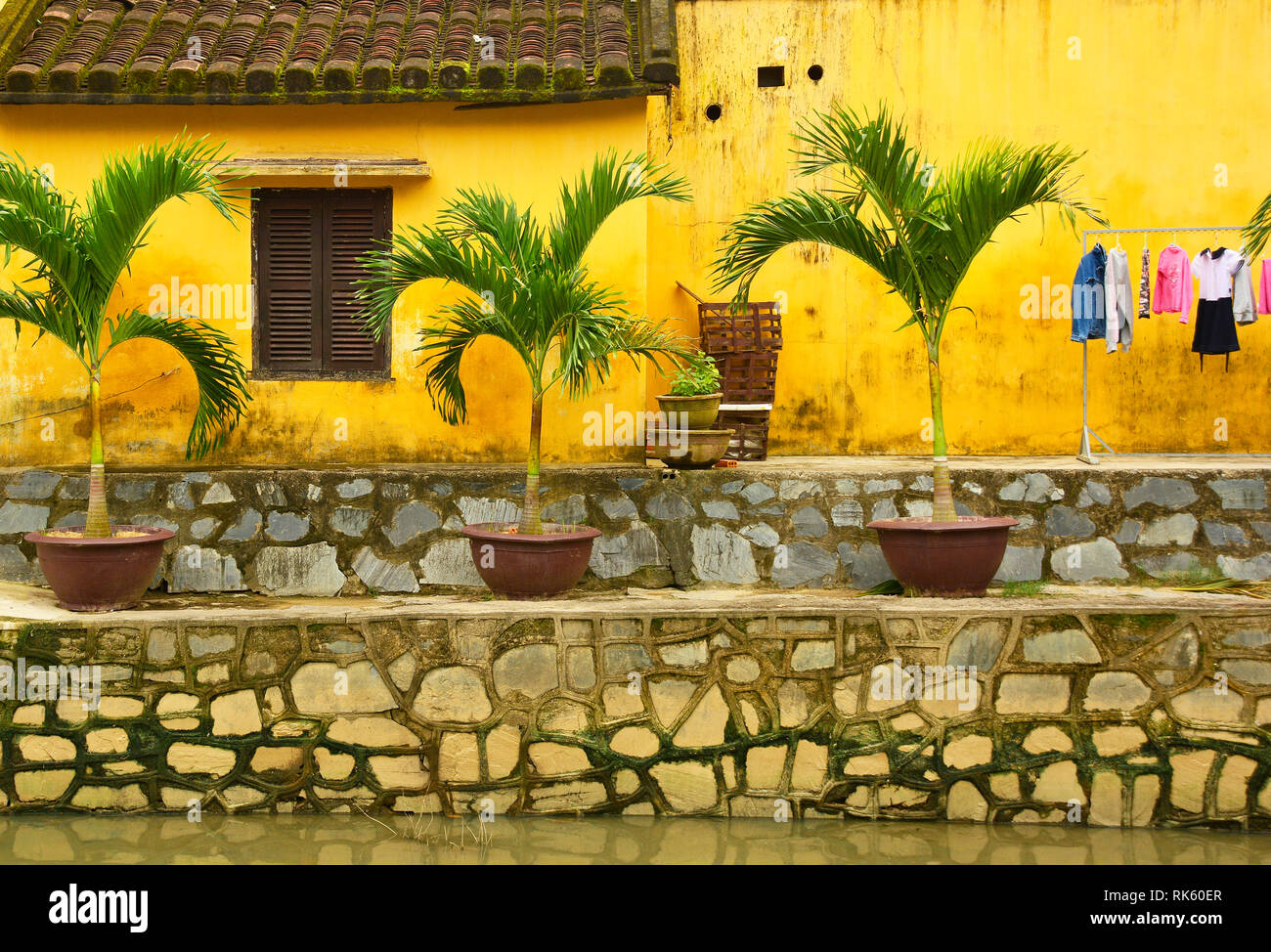 A wall in the historic UNESCO listed central Vietnamese town of Hoi An