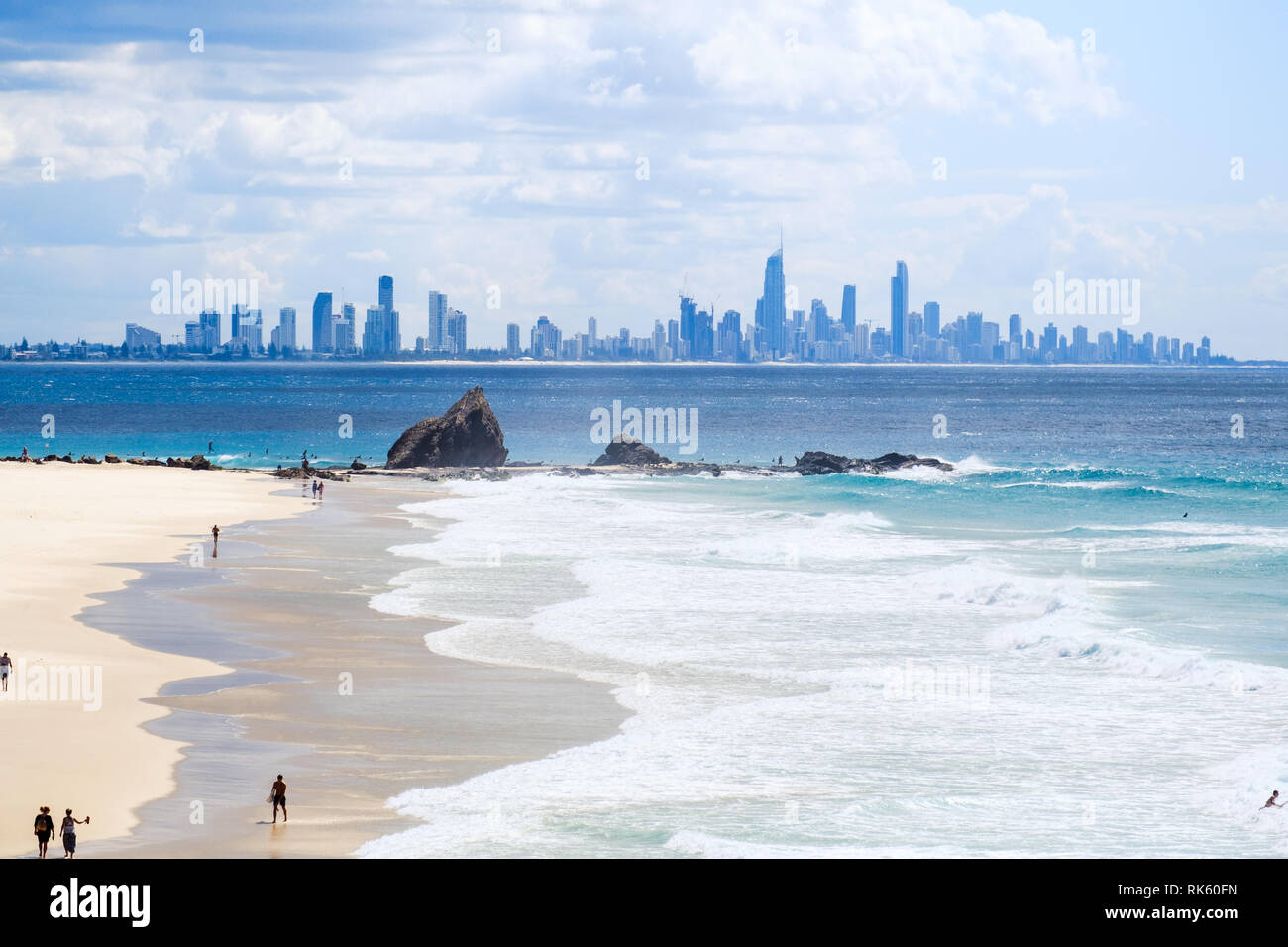 Looking towards the Gold Coast from Currumbin, Queensland, Australia Stock Photo