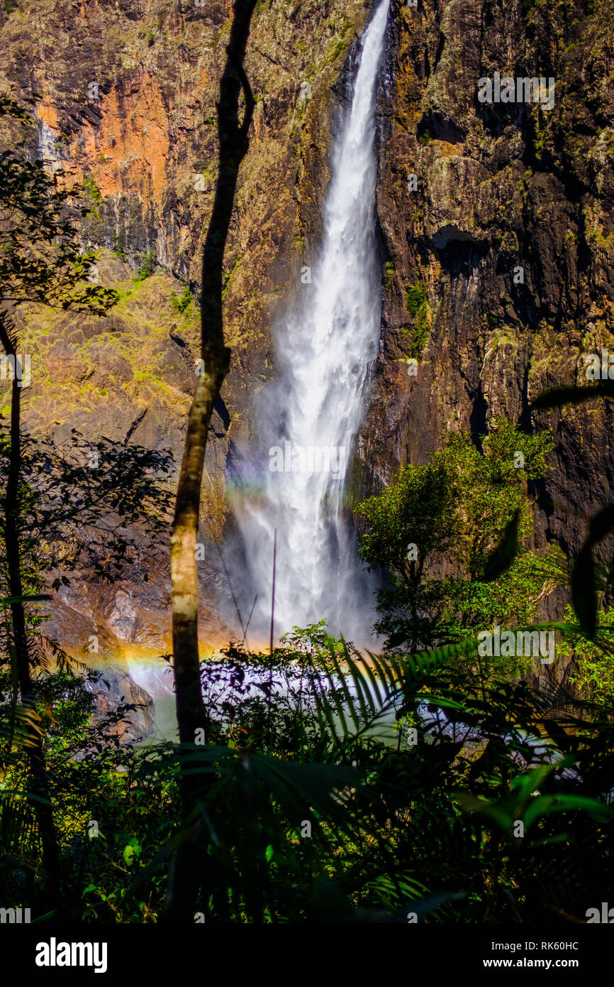 Rainbow at Wallaman Falls, the tallest waterfall in Australia Stock Photo