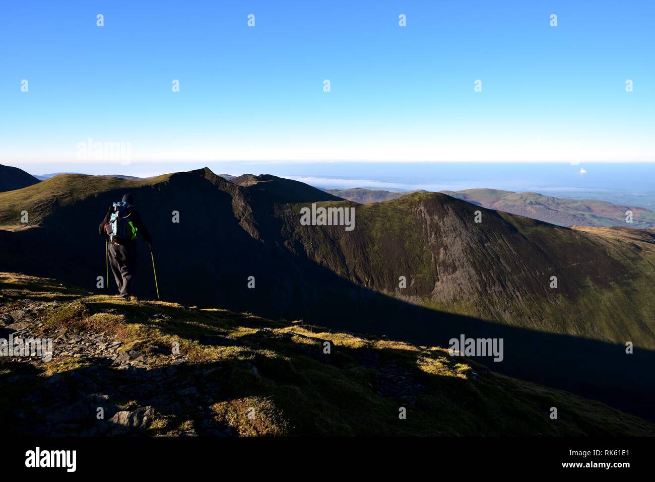Exploring the ridges of the Lake District Stock Photo
