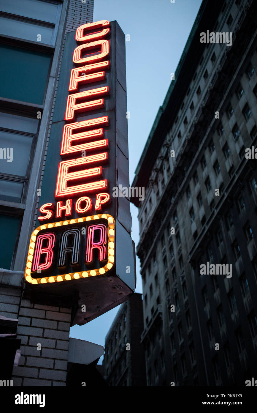 Coffee Bar Sign in Midtown Manhattan, NY Stock Photo Alamy