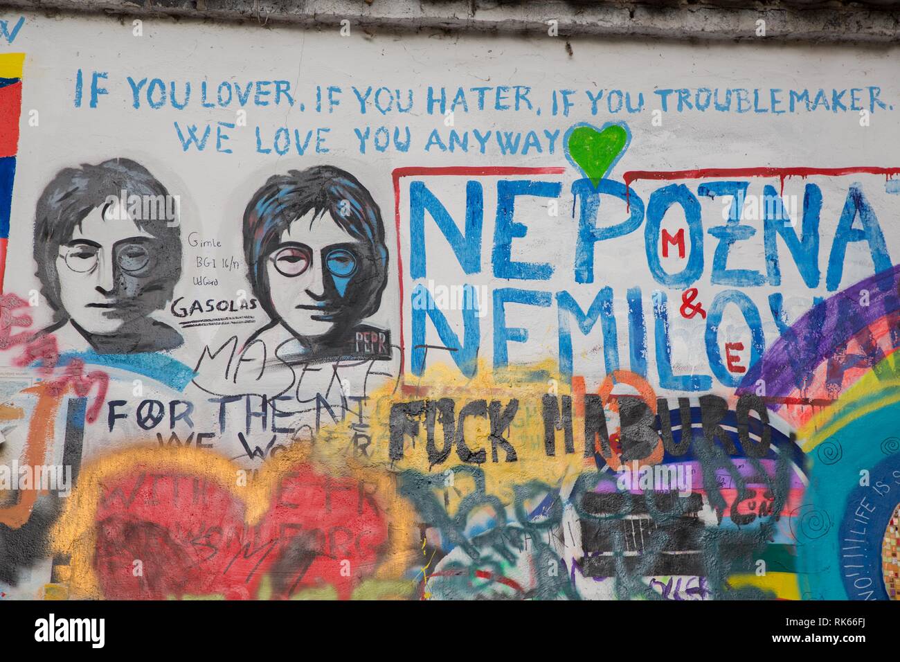 Lennon Wall or John Lennon Wall with colorful grafitti in Prague, Czech Republic Stock Photo Alamy