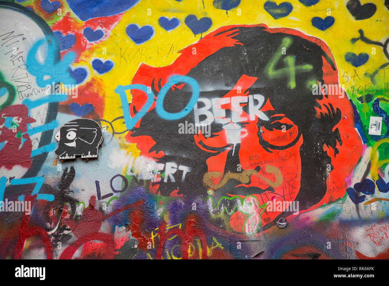 Lennon Wall or John Lennon Wall with colorful grafitti in Prague, Czech Republic Stock Photo Alamy