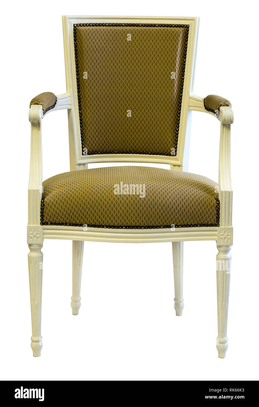 Vintage White antique Chair isolated on white background Stock Photo ...