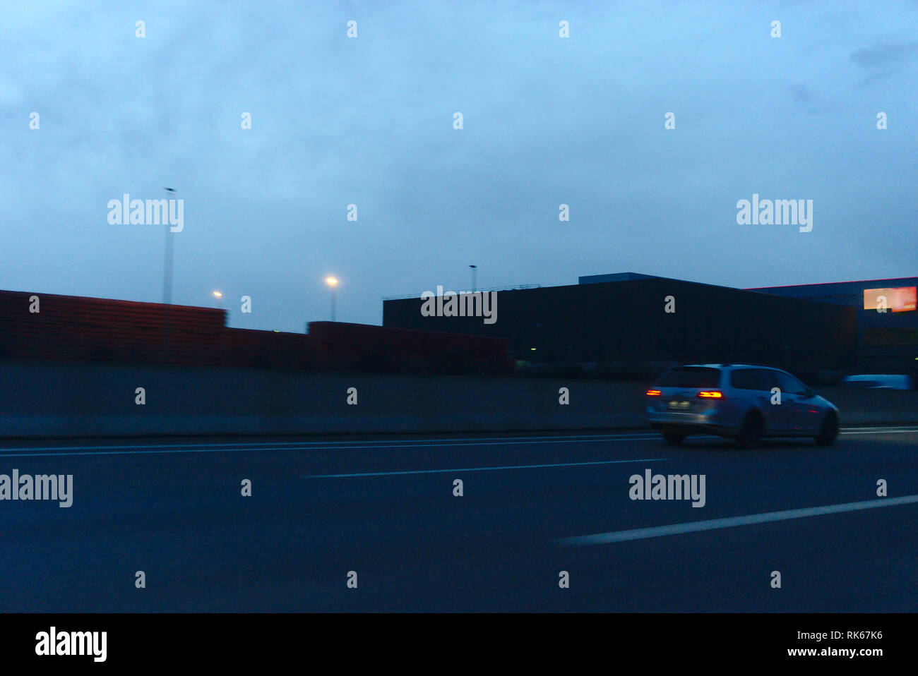 car travel on the german autobahn. fast cars. commuter on way to work Stock Photo