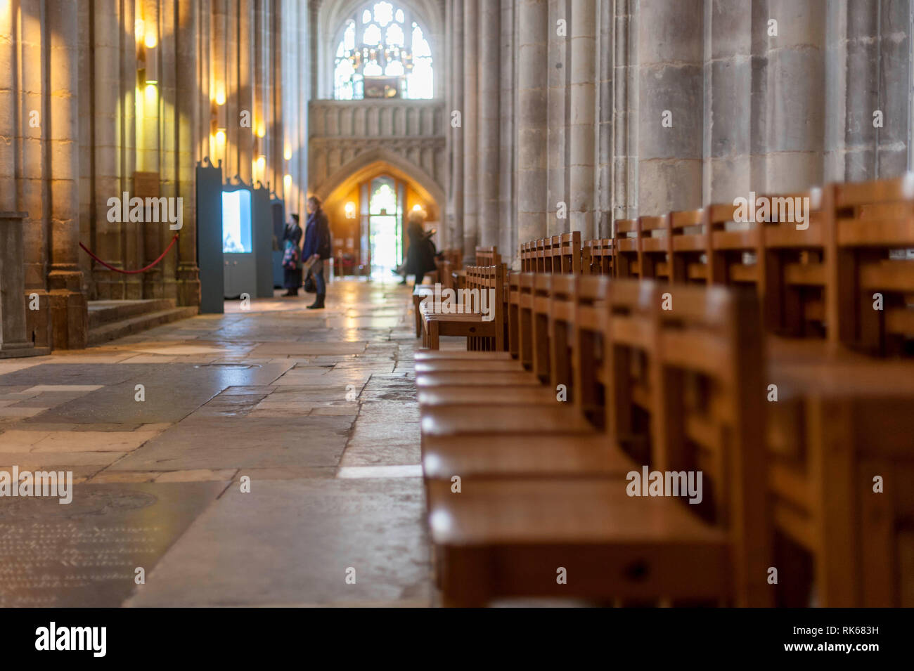 Stained glass window in winchester cathedral hi-res stock photography ...