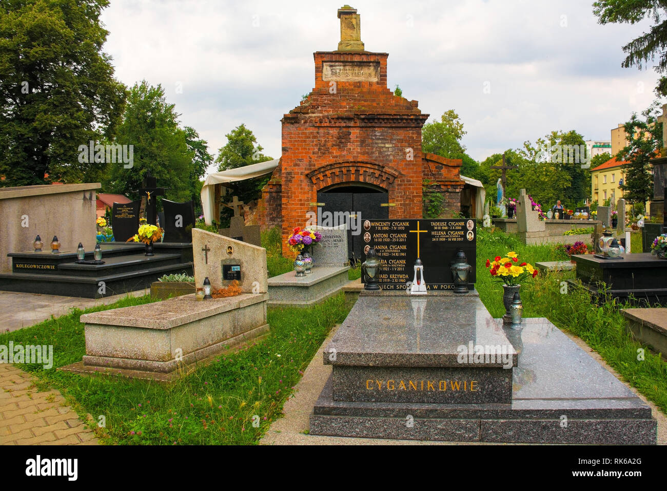 Nowa Huta, Poland - July 9th 2018. The historic Cmentarz Mogilski Cemetery in Nowa Huta, Krakow Stock Photo