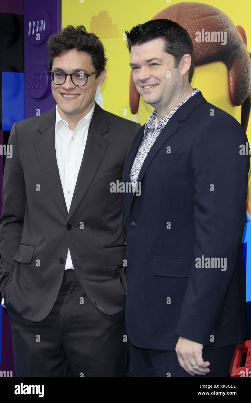 February 2, 2019 - Westwood, CA, USA - LOS ANGELES - FEB 2:  Phil Lord, Christopher Miller at ''The Lego Movie 2: The Second Part'' Premiere at the Village Theater on February 2, 2019 in Westwood, CA (Credit Image: © Kay Blake/ZUMA Wire) Stock Photo