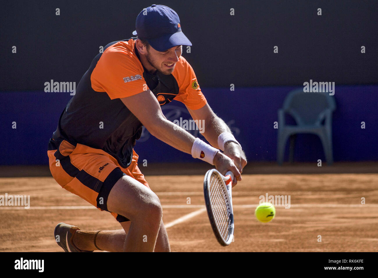 Buenos Aires, Federal Capital, Argentina. 9th Feb, 2019. Argentina Open started its 2019 version, this Saturday, with the first qualy matches and the draw of the main draw. From 11 in the morning, the preliminary phase began.In the field 2, after the triumph of the Brazilian Rogerio Dutra Silva before the Norwegian Casper Ruud made debut the maximum favorite, the British Cameron Norrie who had to appeal to all his resources to seal the victory before Andrej Martin, of Slovakia, by a strenuous 6 -4, 4-6 and 7-5.In the picture the British Cameron Norrie. (Credit Image: © Roberto Almeida Stock Photo