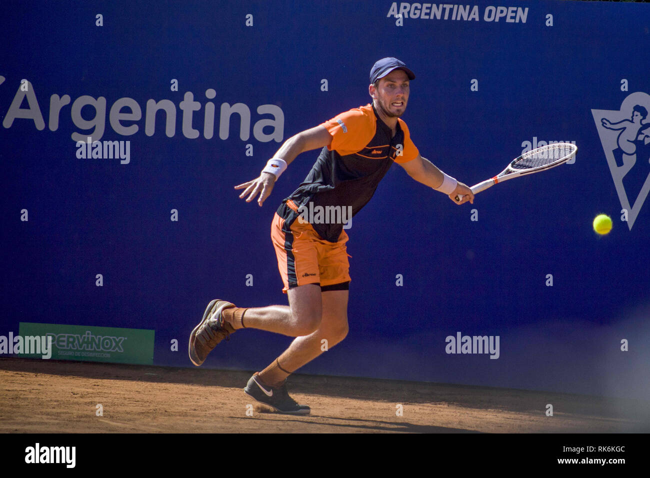 Buenos Aires, Federal Capital, Argentina. 9th Feb, 2019. Argentina Open started its 2019 version, this Saturday, with the first qualy matches and the draw of the main draw. From 11 in the morning, the preliminary phase began.In the field 2, after the triumph of the Brazilian Rogerio Dutra Silva before the Norwegian Casper Ruud made debut the maximum favorite, the British Cameron Norrie who had to appeal to all his resources to seal the victory before Andrej Martin, of Slovakia, by a strenuous 6 -4, 4-6 and 7-5.In the picture the British Cameron Norrie. (Credit Image: © Roberto Almeida Stock Photo