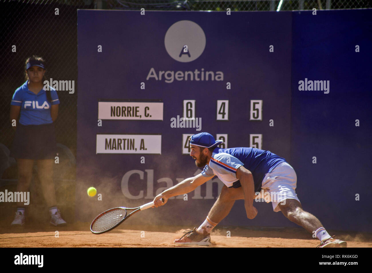 Buenos Aires, Federal Capital, Argentina. 9th Feb, 2019. Argentina Open started its 2019 version, this Saturday, with the first qualy matches and the draw of the main draw. From 11 in the morning, the preliminary phase began.In the field 2, after the triumph of the Brazilian Rogerio Dutra Silva before the Norwegian Casper Ruud made debut the maximum favorite, the British Cameron Norrie who had to appeal to all his resources to seal the victory before Andrej Martin, of Slovakia, by a strenuous 6 -4, 4-6 and 7-5.In the photograph the Andrej Martin of Slovakia. (Credit Image: © Roberto Al Stock Photo