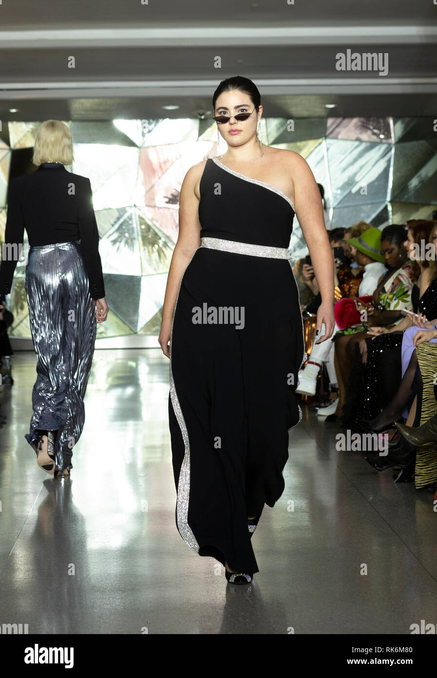 New York, USA. 9th Feb 2019. Model walks runway for Christian Siriano New York fashion week Fall/Winter 2019 collection at Top of the Rock Rockefeller Center Credit: lev radin/Alamy Live News Stock Photo