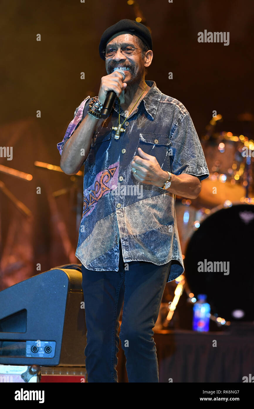 Florida, USA. 9th Feb 2019. Leroy 'Lonnie' Jordan of WAR performs at The Magic City Casino on February 9, 2019 in Miami, Florida. Credit MPI04/MediaPunch Credit: MediaPunch Inc/Alamy Live News Stock Photo