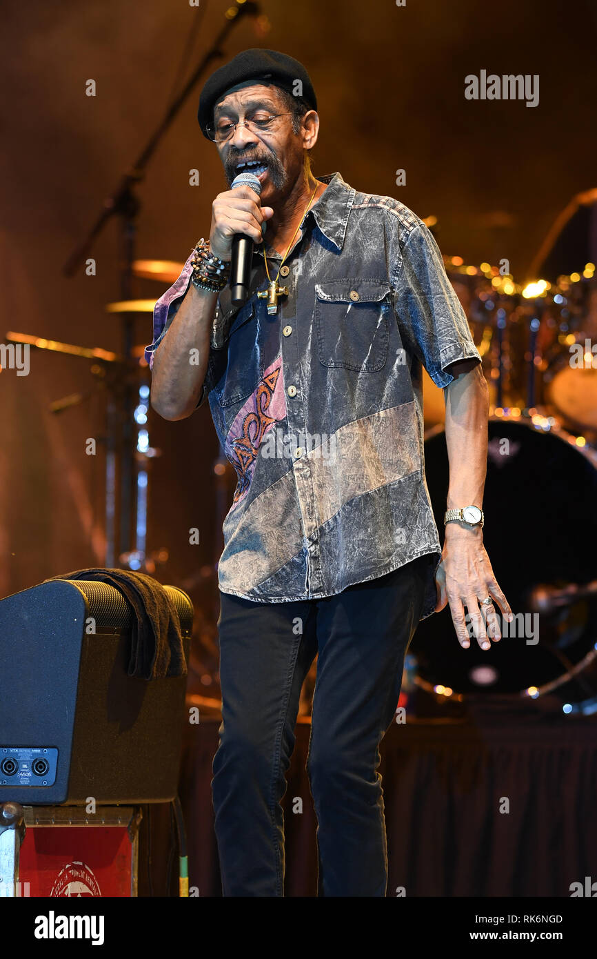 Florida, USA. 9th Feb 2019. Leroy 'Lonnie' Jordan of WAR performs at The Magic City Casino on February 9, 2019 in Miami, Florida. Credit MPI04/MediaPunch Credit: MediaPunch Inc/Alamy Live News Stock Photo