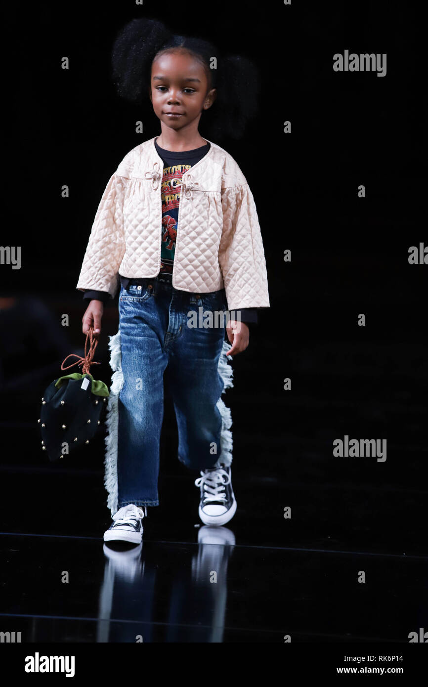 New York, New York, USA. 9th Feb, 2019. A model walks the runway for Trico Field At New York Fashion Week Powered By Art Hearts Fashion NYFW at The Angel Orensanz Foundation on February 9, 2019 in New York City. Credit: William Volcov/ZUMA Wire/Alamy Live News Stock Photo
