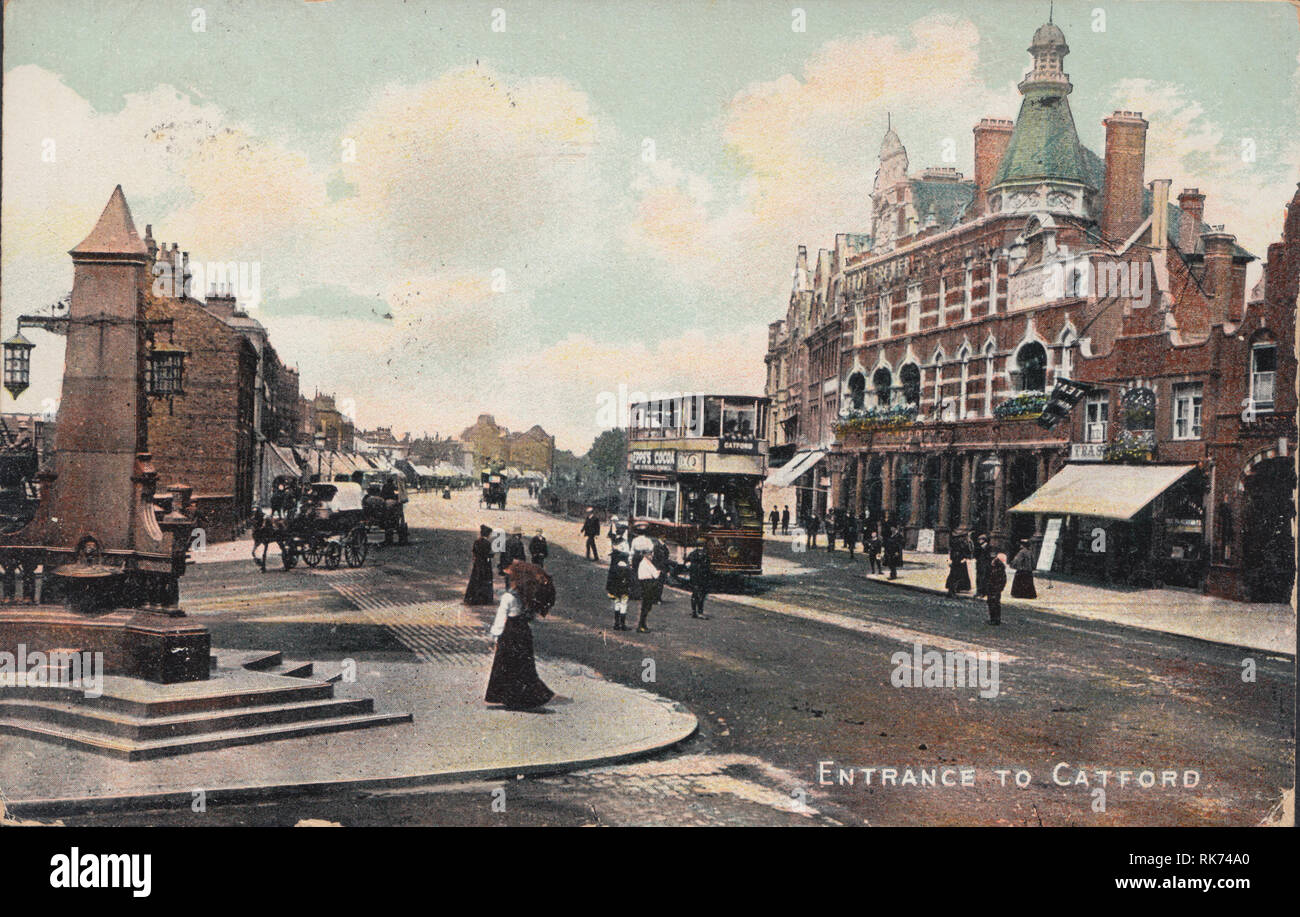 Edwardian View of The Entrance To Catford, London, England Stock Photo