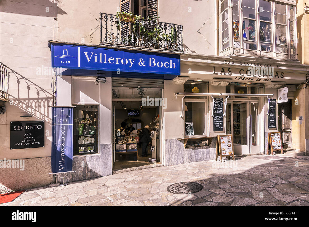 PALMA DE MALLORCA, SPAIN - FEBRUARY 9, 2019: Villeroy Boch storefron on a quiet street in Old Town on February 9, 2019 in Palma de Mallorca, Spain. Stock Photo