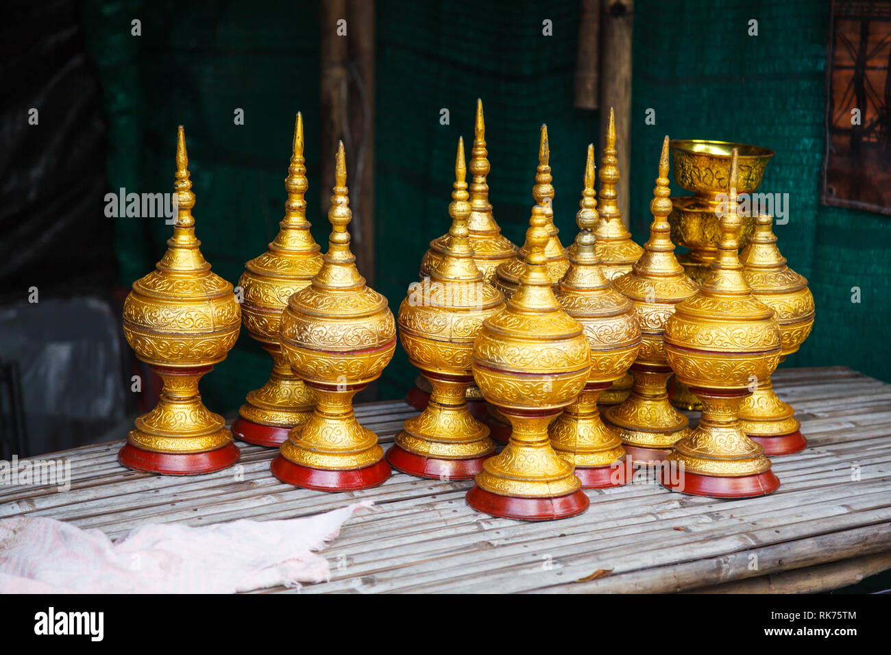 Traditional set of steamed rice containers for Buddhist monks going on