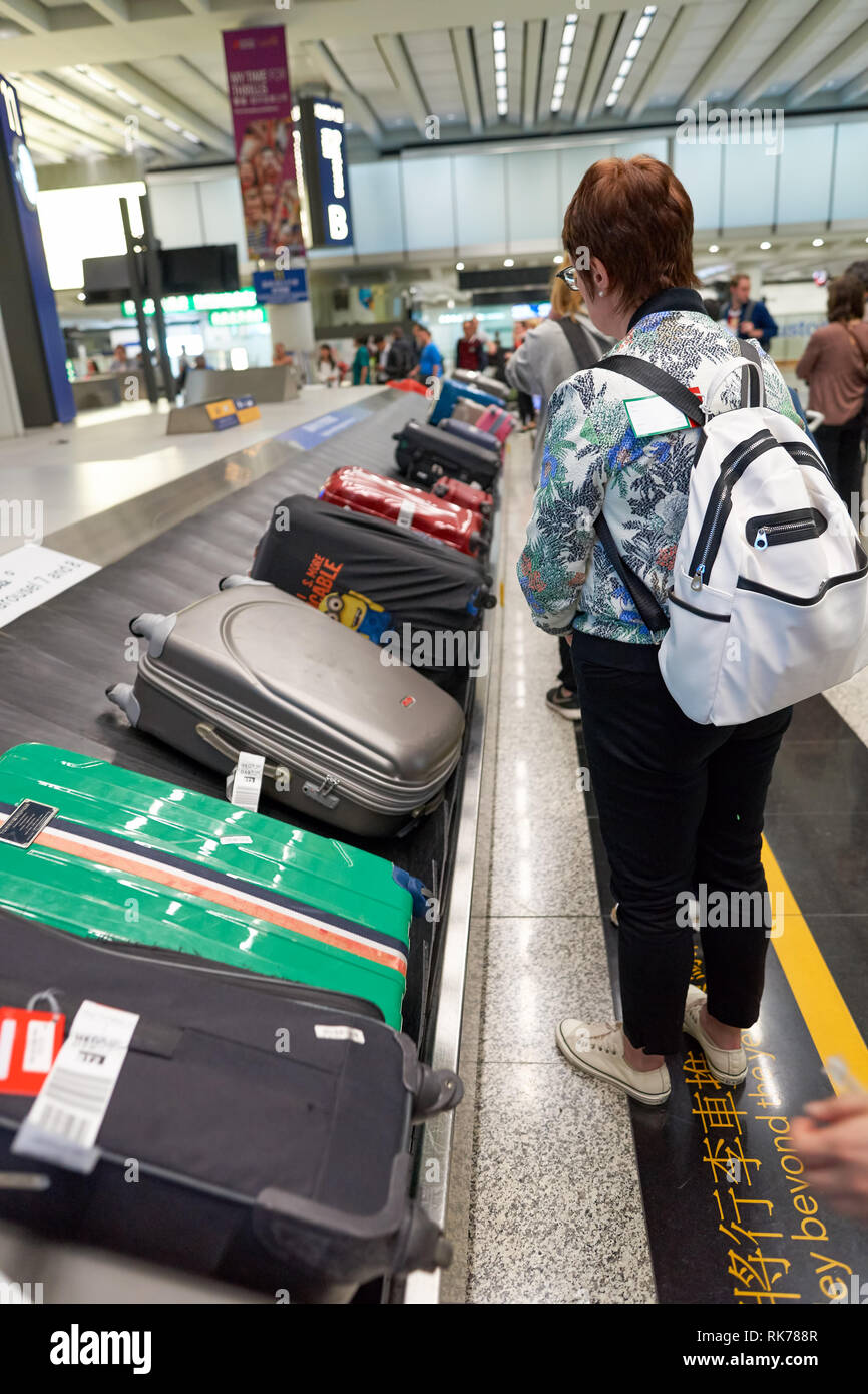 HONG KONG APRIL 09, 2016 baggage claim area in Hong Kong