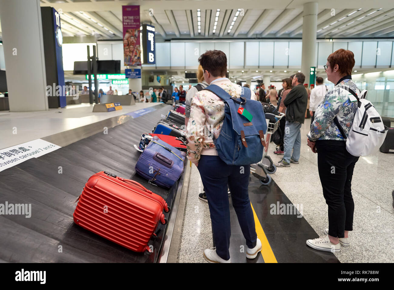 HONG KONG APRIL 09, 2016 baggage claim area in Hong Kong