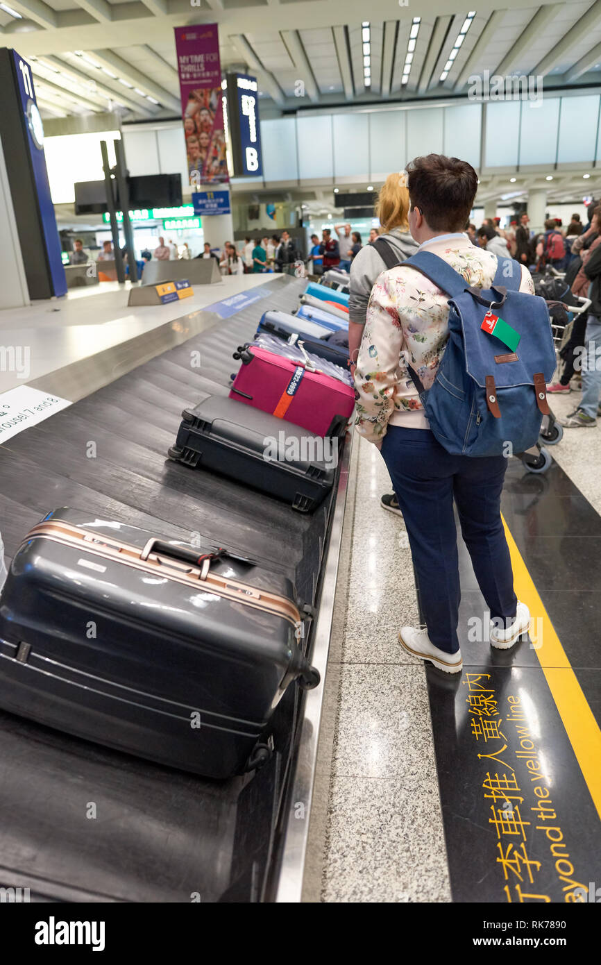 HONG KONG APRIL 09, 2016 baggage claim area in Hong Kong
