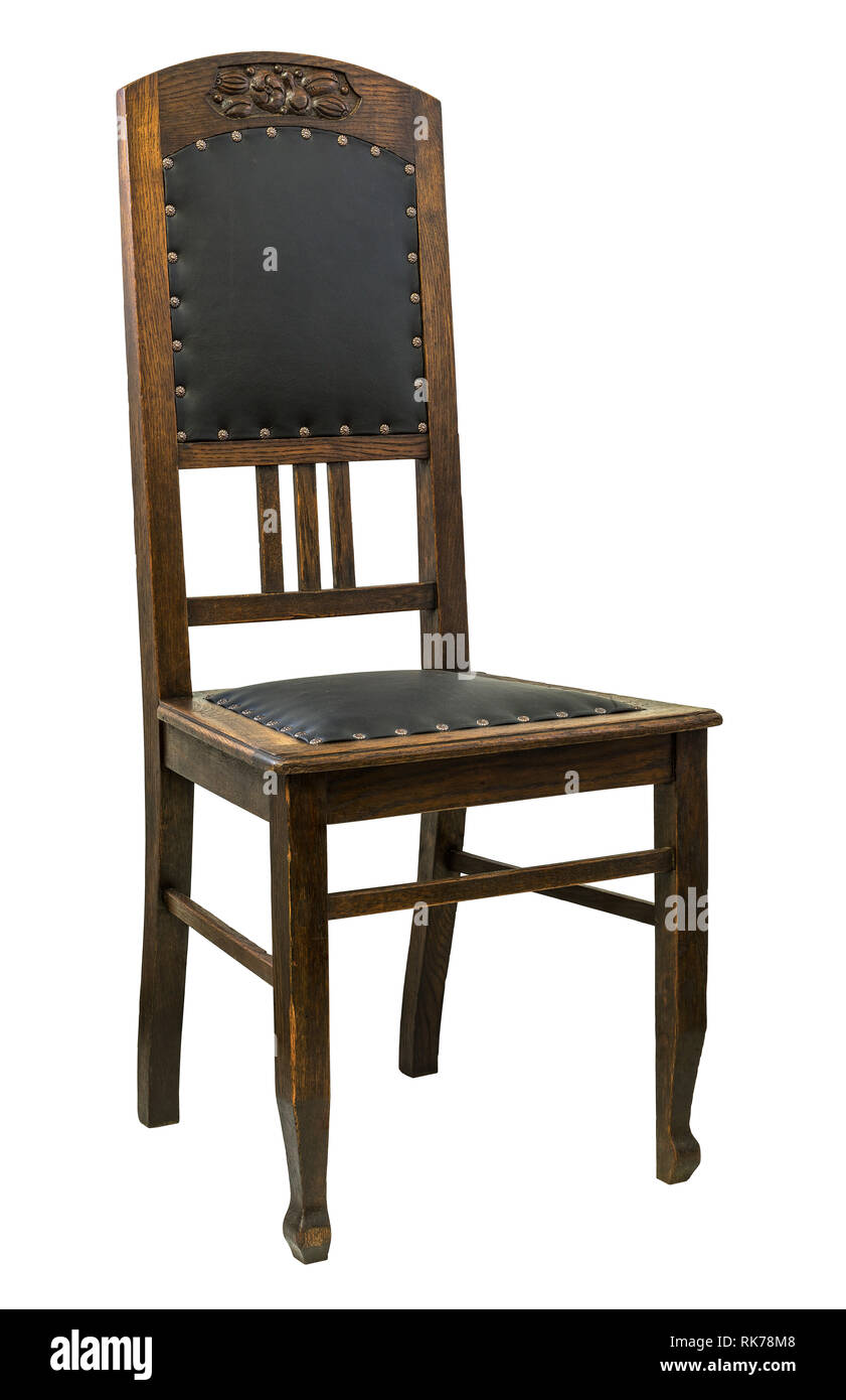 Vintage Oak antique Chair isolated on white background Stock Photo - Alamy