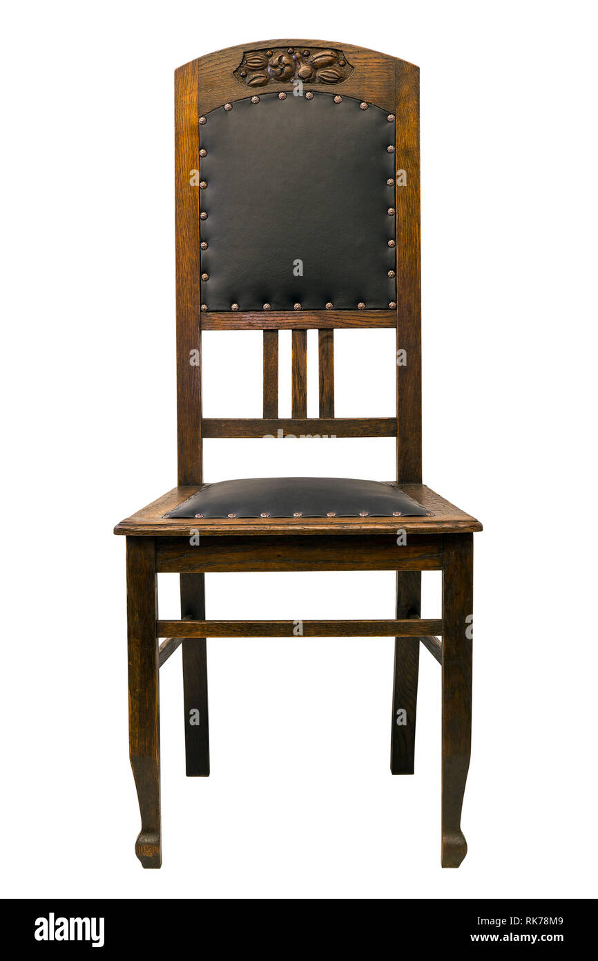 Vintage Oak antique Chair isolated on white background Stock Photo - Alamy