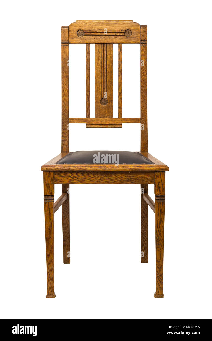 Vintage Oak antique Chair isolated on white background Stock Photo - Alamy