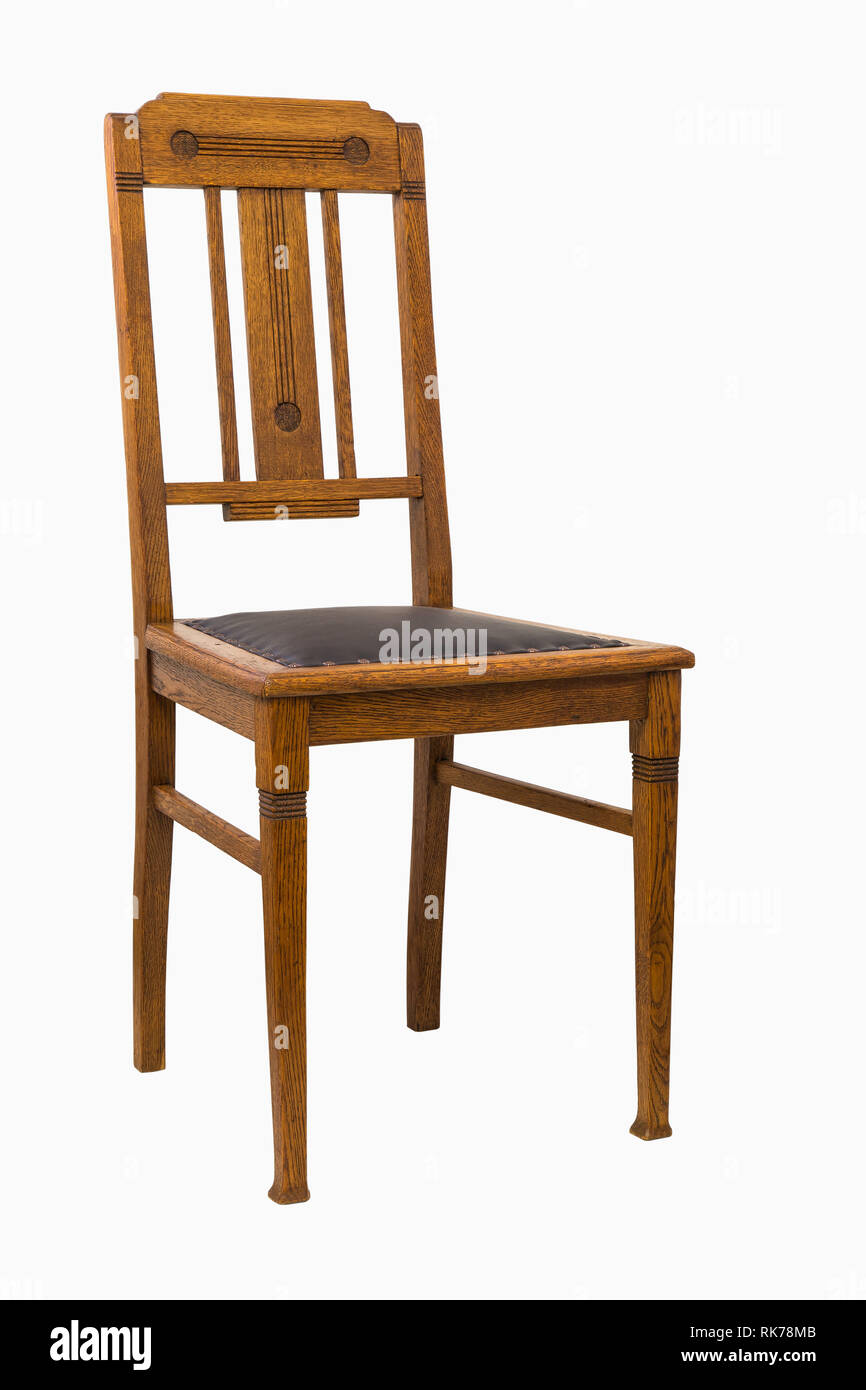 Vintage Oak antique Chair isolated on white background Stock Photo - Alamy